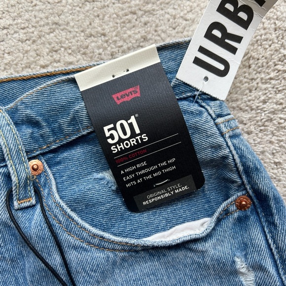 Levi's 501 Urban Ripped Destroyed Women High-Rise Jean Denim Shorts 6” Inseam 26 - Picture 3 of 13